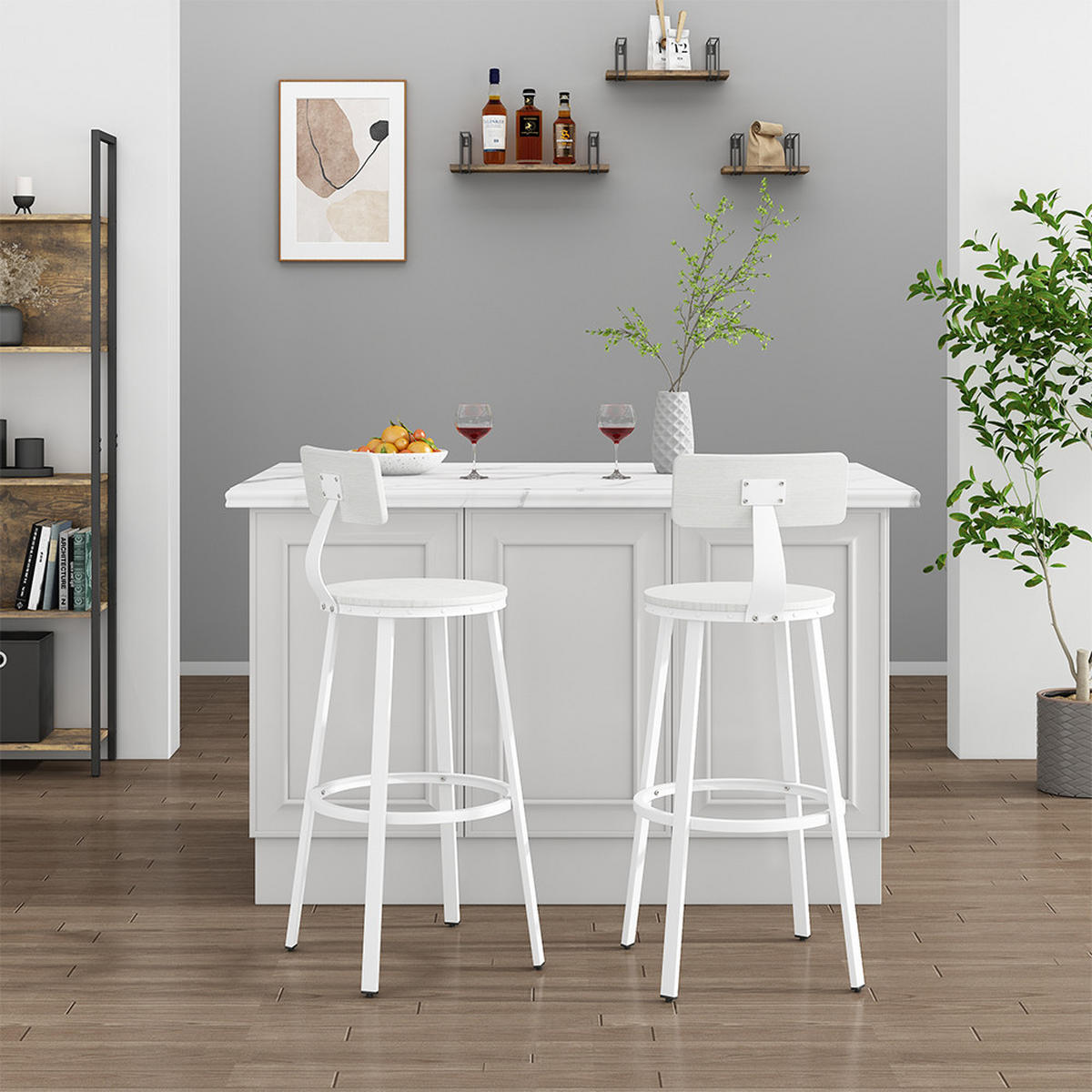 BARHOCKER Caracas Weiß 34 x 102 cm 2er Set - Weiß, Holzwerkstoff (34/102/55cm) - Vicco