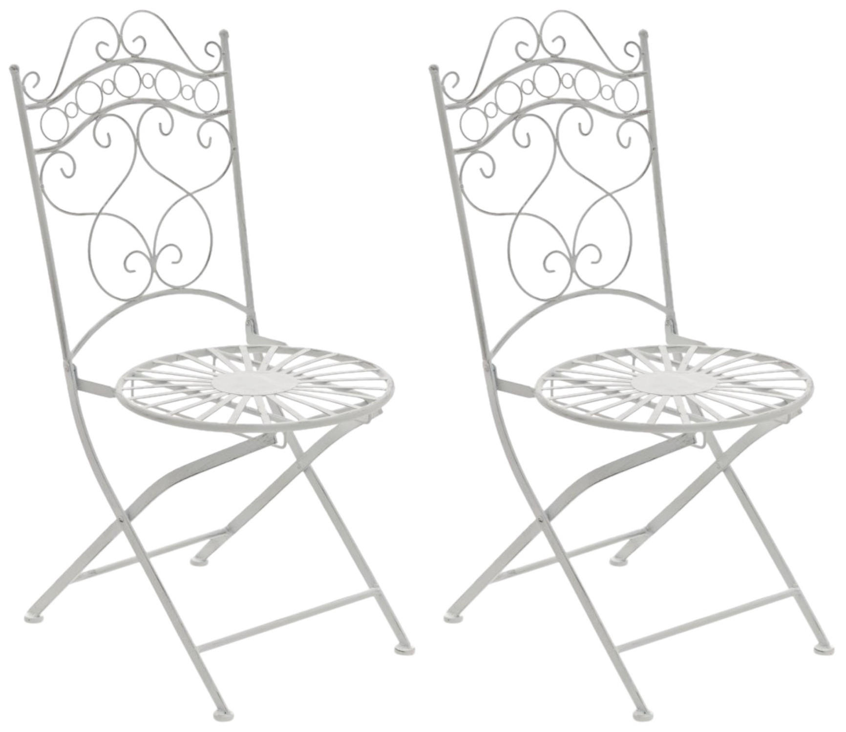 GARTENSTÜHLE Indi - 2er Set - antik weiß - Weiß, Metall (40/50/92cm) - TPFGarden