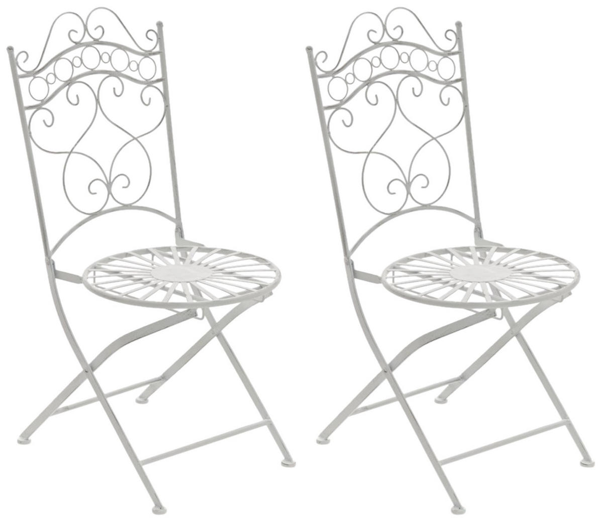 GARTENSTÜHLE Indi - 2er Set - antik weiß - Weiß, Metall (40/50/92cm) - TPFGarden
