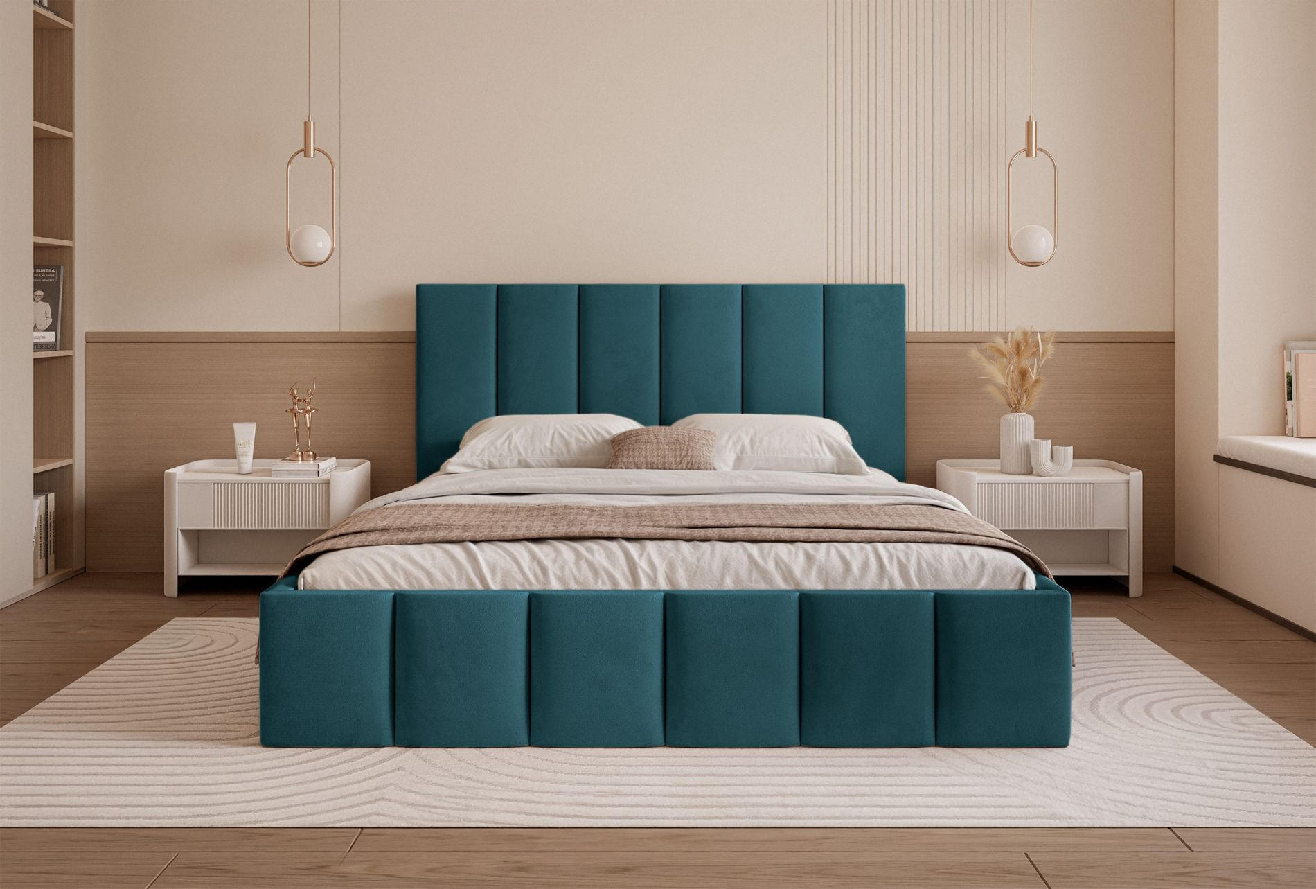 POLSTERBETT Sarafino Türkis Samt 140x200 cm - Türkis, Textil (140/200cm) - Selsey