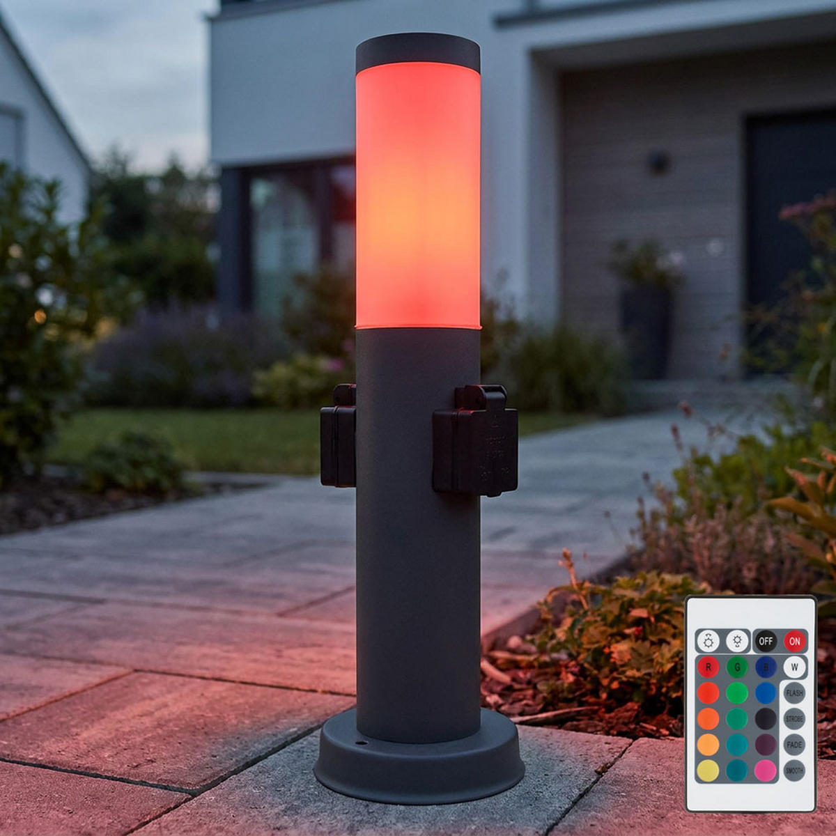 LED AUSSENLEUCHTE BOSTON Edelstahl Anthrazit - Anthrazit, Metall (12.7/12.7/45cm) - Globo Lighting