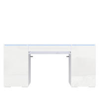 SCHREIBTISCH Weiß Hochglanz 140/50/78 cm mit LED-Beleuchtung und Schublade - Weiß, Holzwerkstoff (50/140/78cm) - PANGIVO
