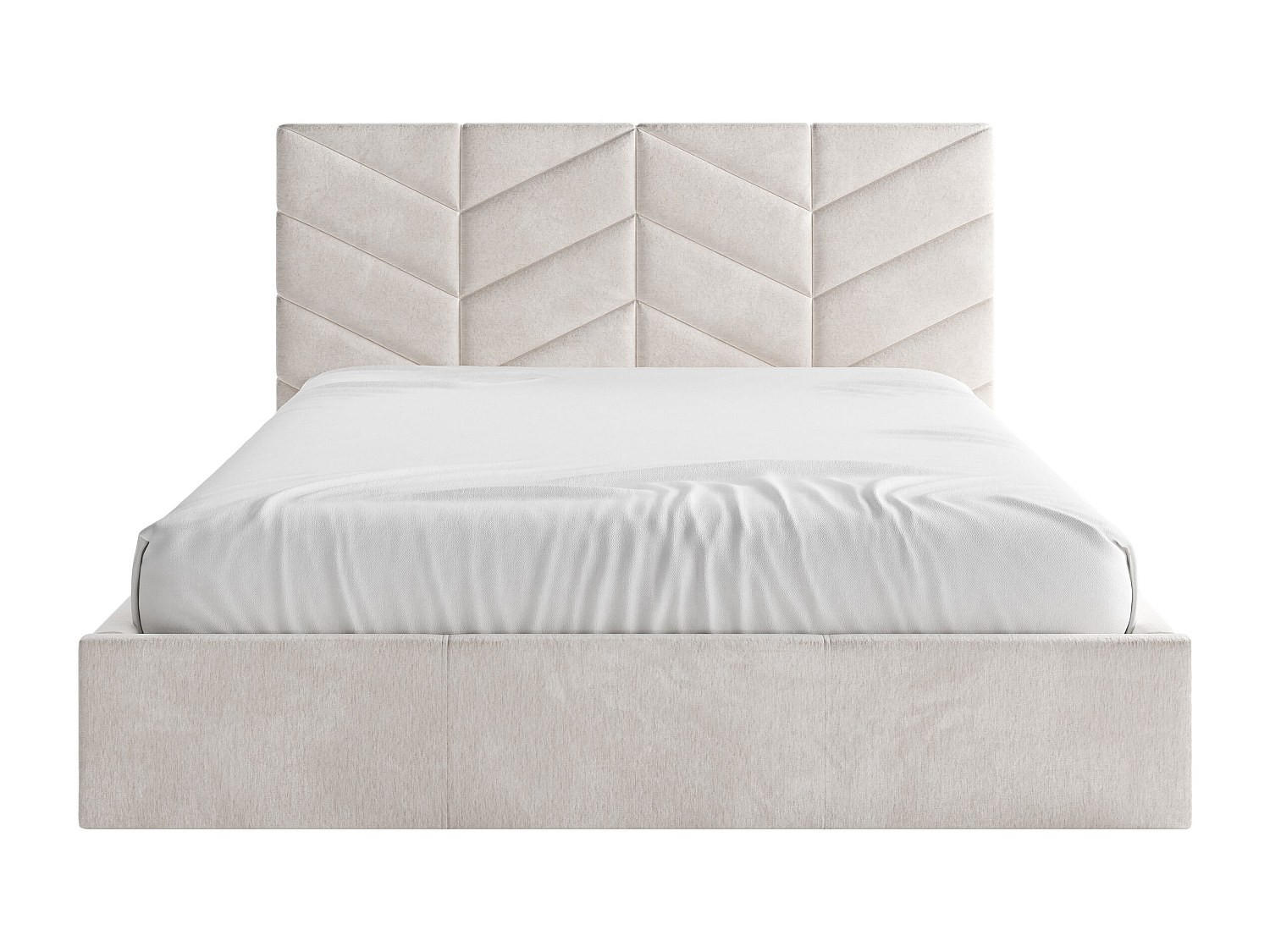 BETT mit Bettkasten - 2 Personen - Stoff - Cremefarben - - Creme, Textil (200/200cm) - Vente-Unique