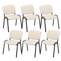 BESUCHERSTUHL 6er Set Lederlook Creme - Creme/Schwarz, Textil/Metall (53/83/53cm) - CLP