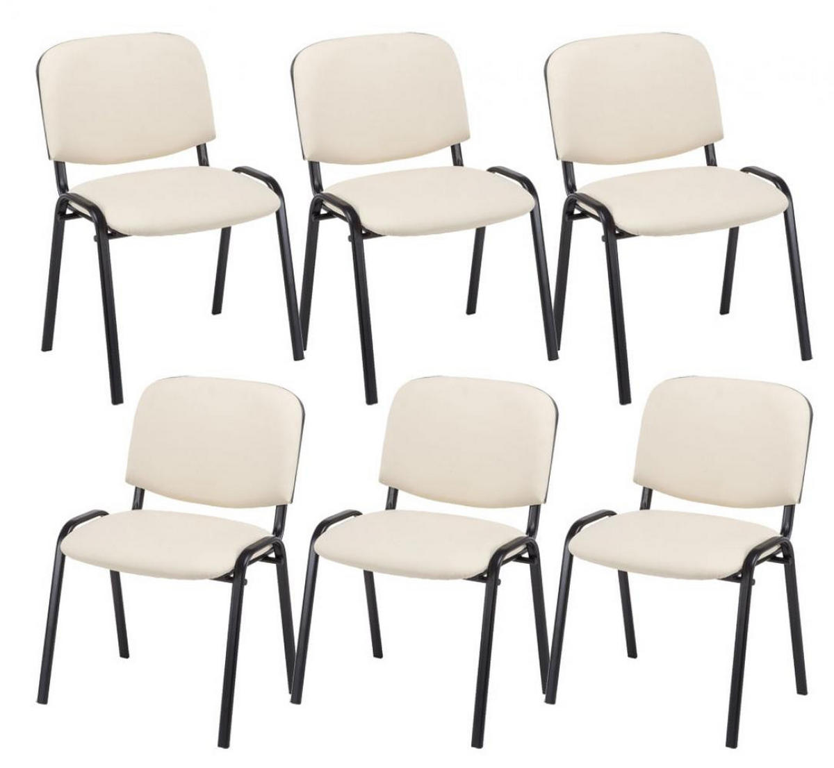 BESUCHERSTUHL 6er Set Lederlook Creme - Creme/Schwarz, Textil/Metall (53/83/53cm) - CLP