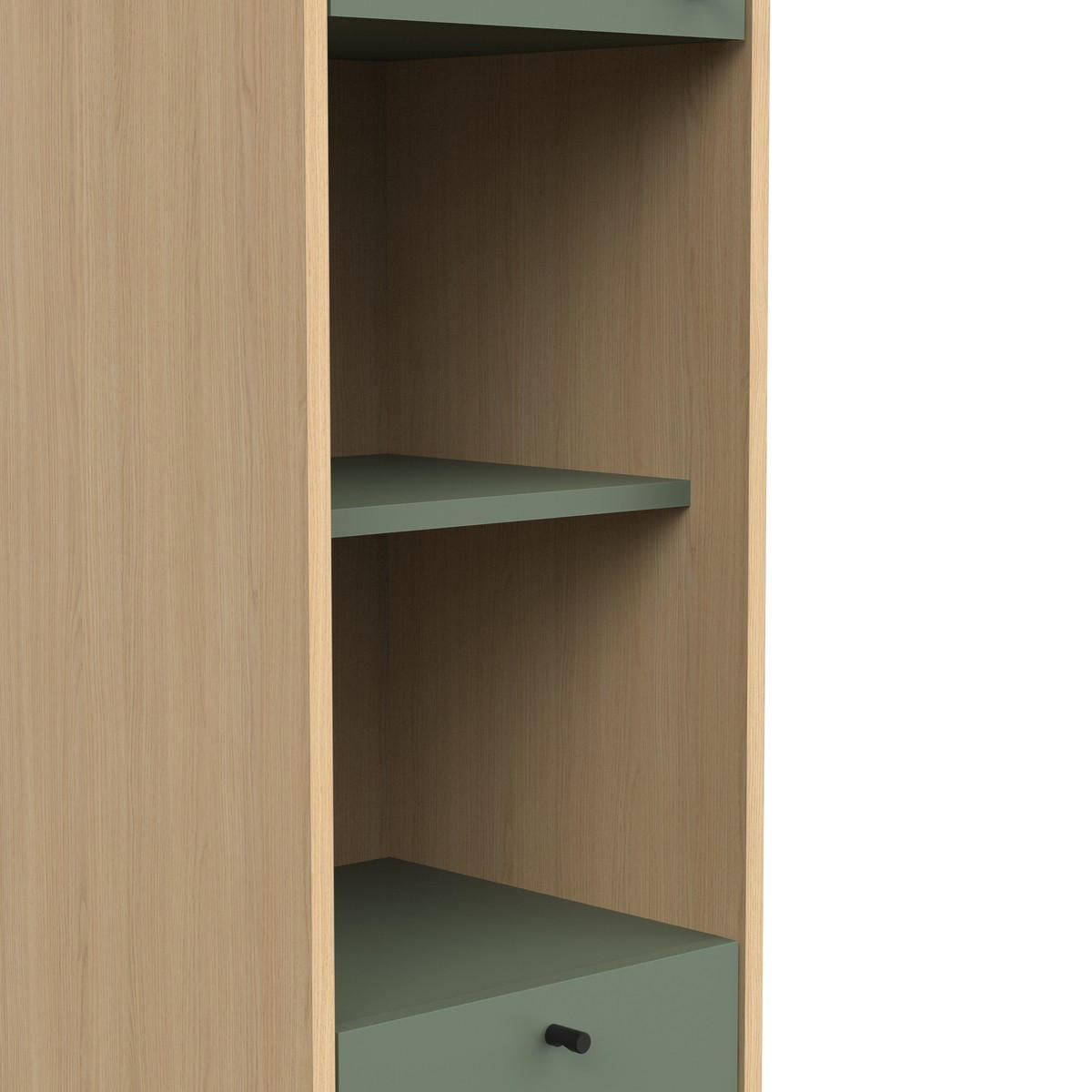 SÄULE mit 2 Türen und 1 Schublade - Elisa - 33/33/201 cm - Grün, Holzwerkstoff (32.8/201.5/33.6cm) - Calicosy
