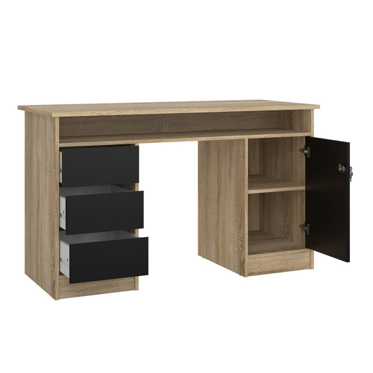 SCHREIBTISCH, FunctionPlus, Eiche, Holzwerkstoff, 126 x 55 x 76 cm - Eichefarben, Holzwerkstoff (55/126/76cm) - ebuy24