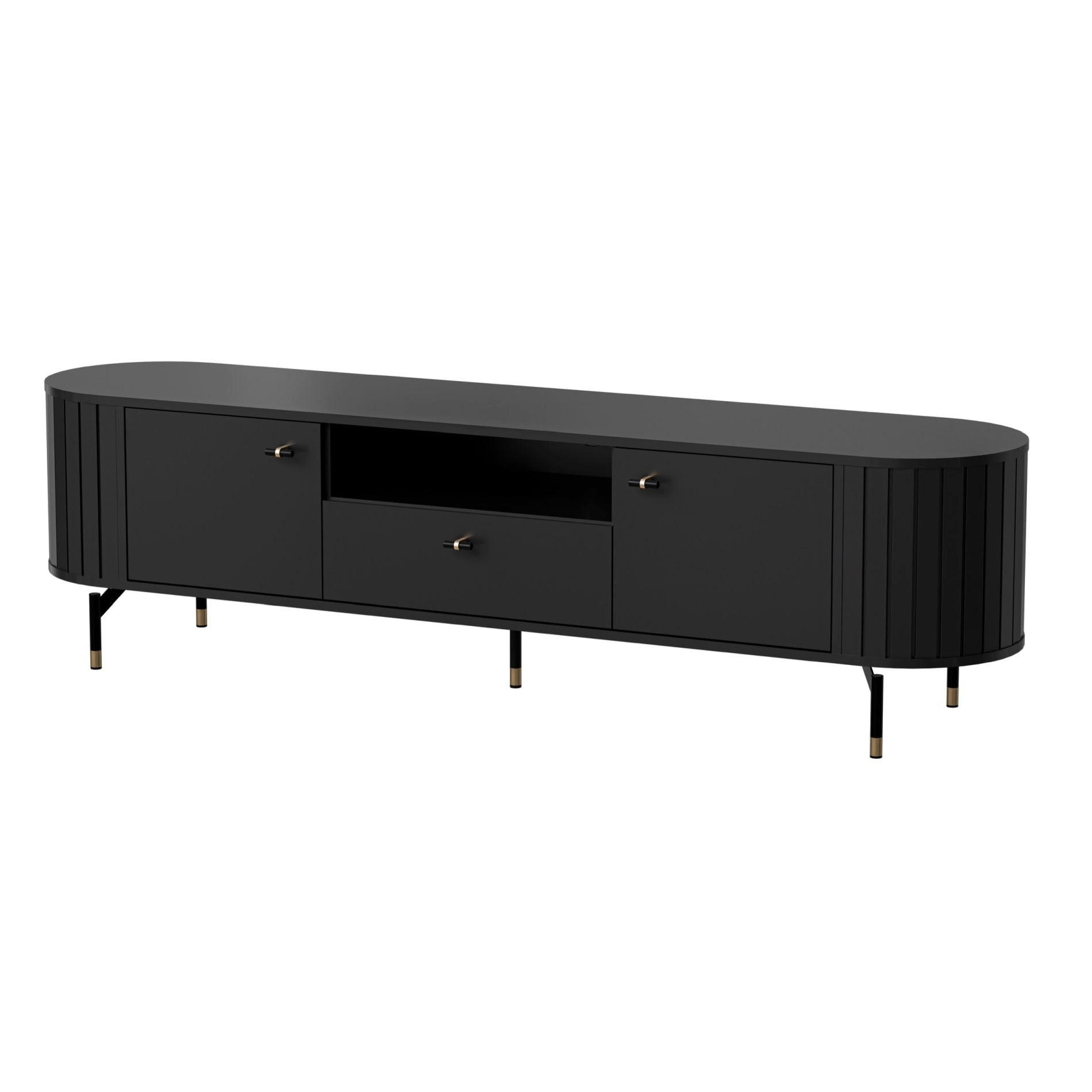 TV stolík Zante čierny 180/49/40 cm - čierna, kov/kompozitné drevo (180.1/49/40cm) - Selsey