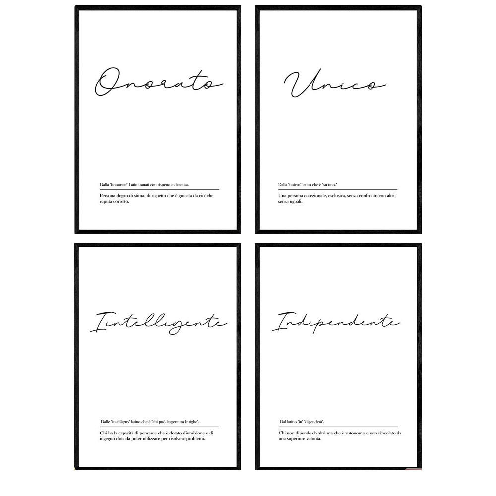 POSTER Set mit 4 Englisch Il mio Ragazzo von Wörtern mit Definitionen A3 Rahmenlos - Klar, Papier (29.7/3cm) - Nacnic