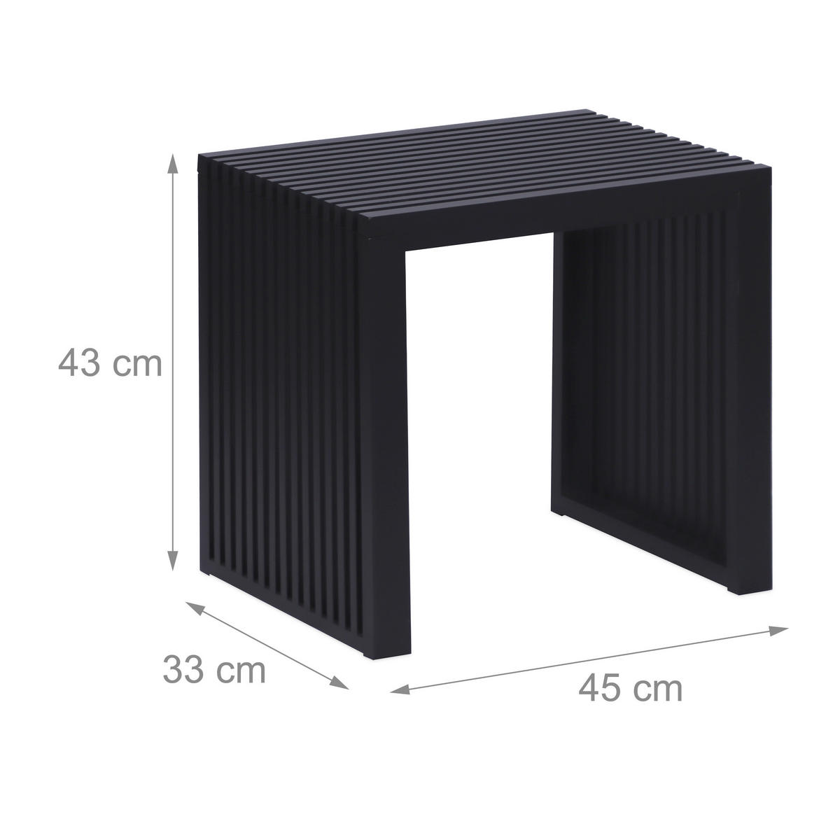 SITZBANK - Schwarz, Holz/Textil (45/43/33cm) - Relaxdays
