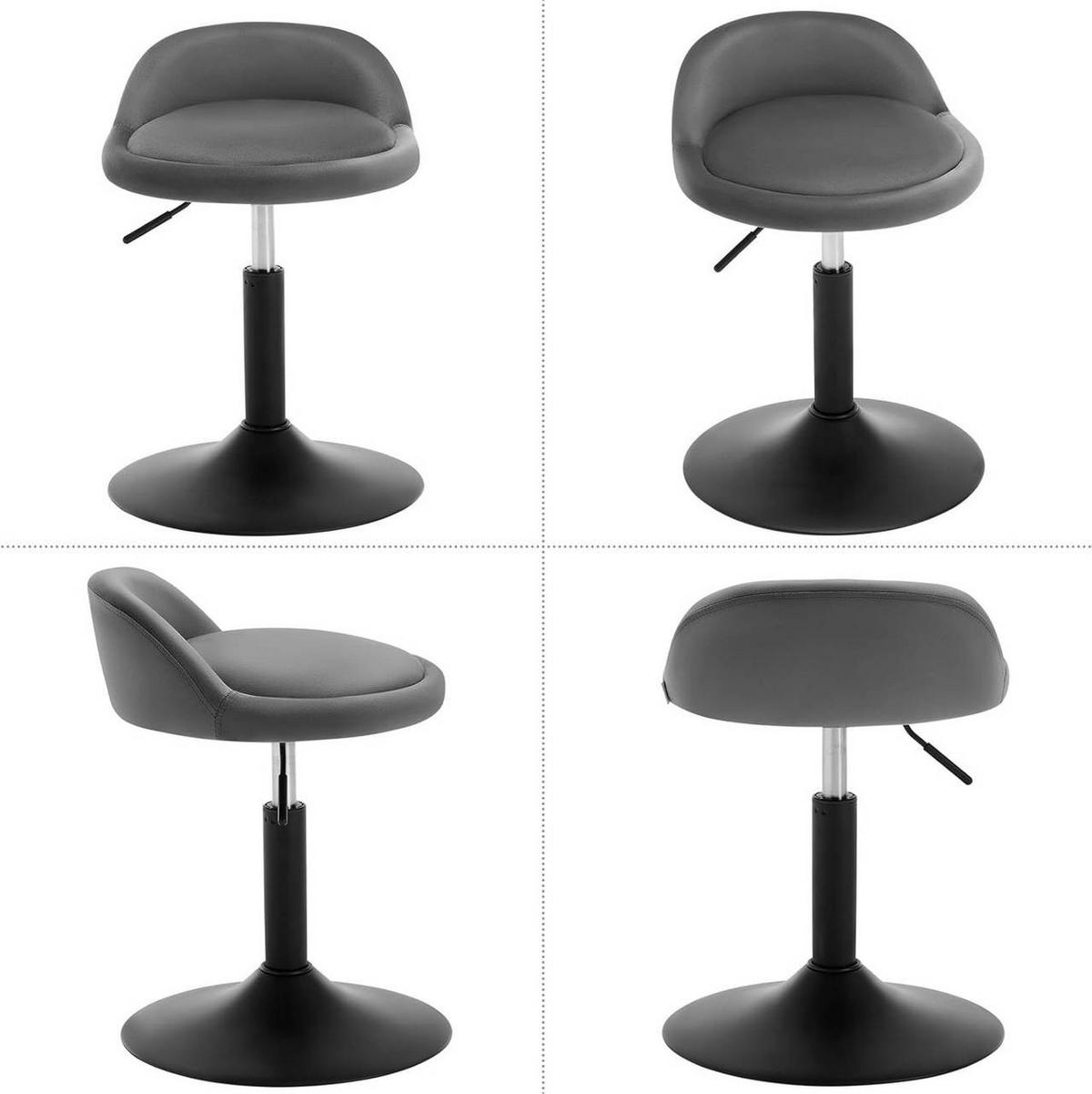BARHOCKER 2er Set, Samt, Dunkelgrau+Schwarz - Dunkelgrau/Schwarz, Textil/Metall (38.5/49.5/43cm) - Woltu