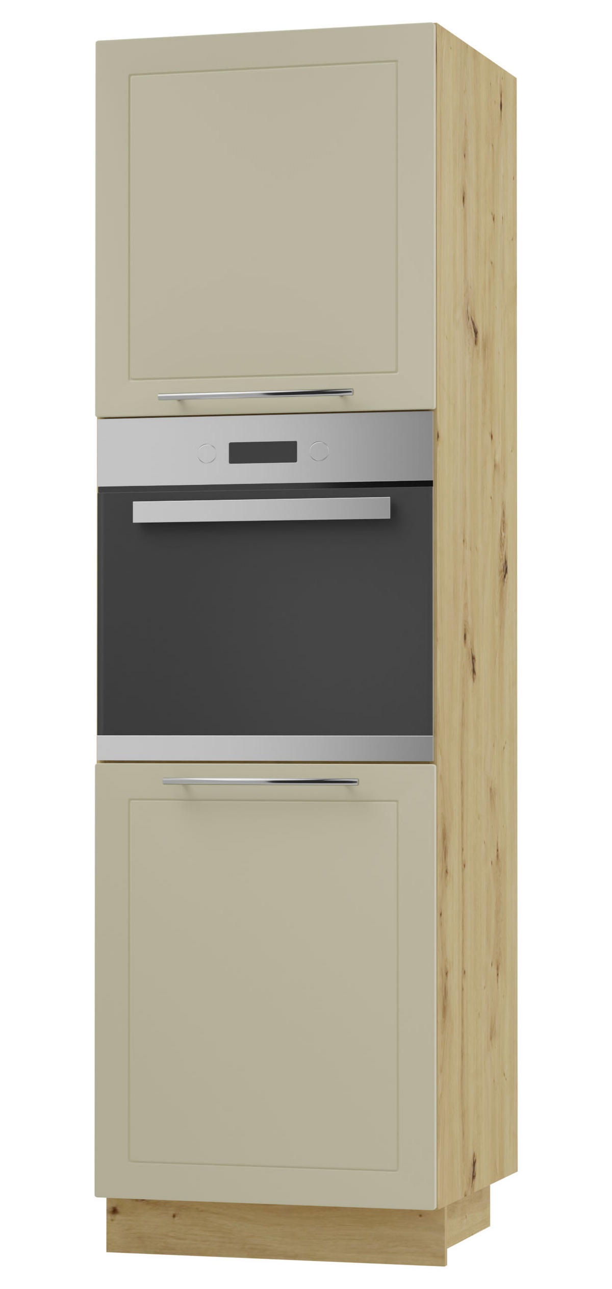 BACKOFENHOCHSCHRANK Kvantum D14/RU/2D Vanille Matt / Eiche Artisan Matt 60 / 59 / 207cm - Creme/Eiche Artisan, Holz/Holzwerkstoff (60/207/59cm) - Feldmann-Wohnen