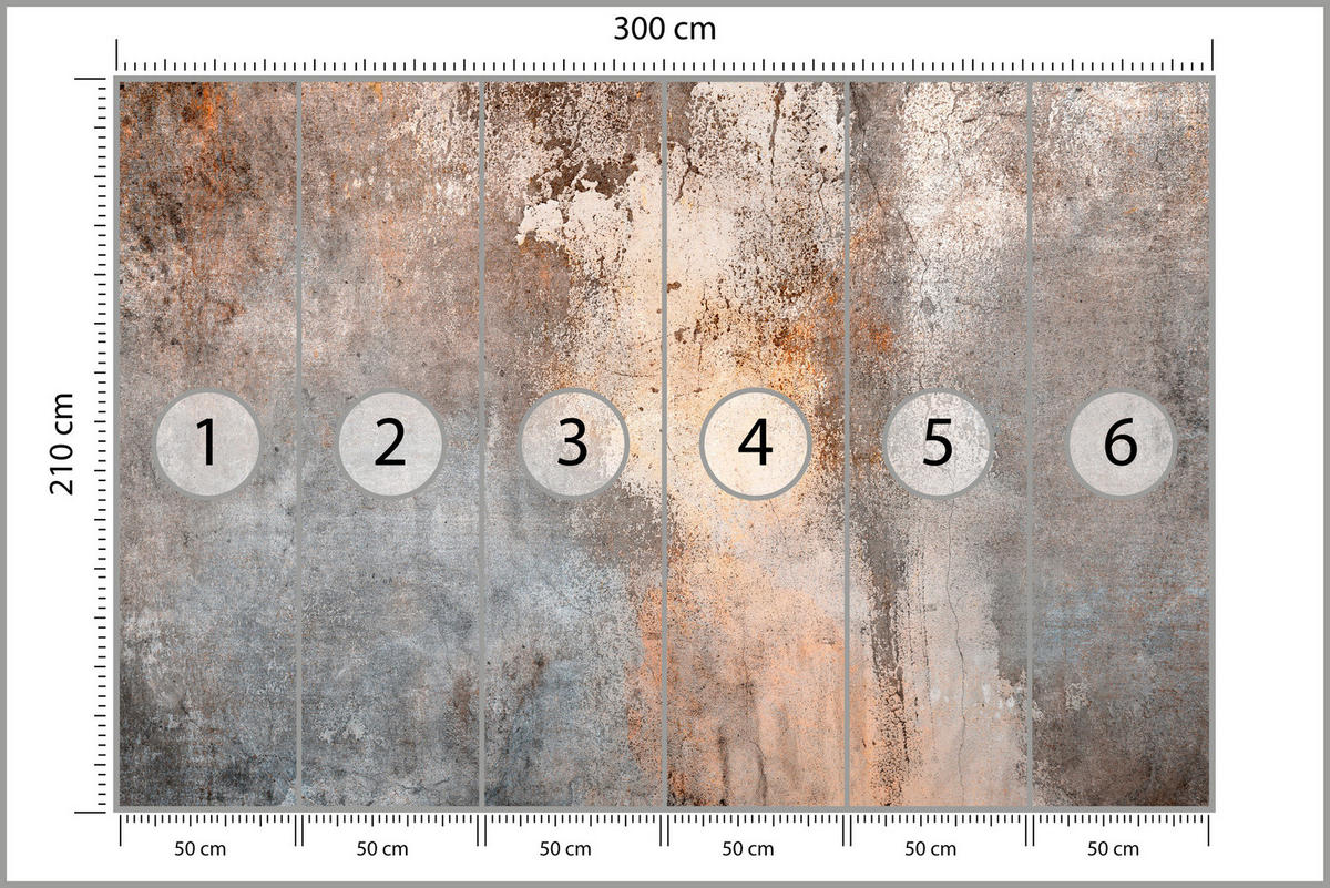 FOTOTAPETE für Wohnzimmer Beton Abstraktion 300x210 - Beige/Orange, Papier (300/210cm) - Muralo