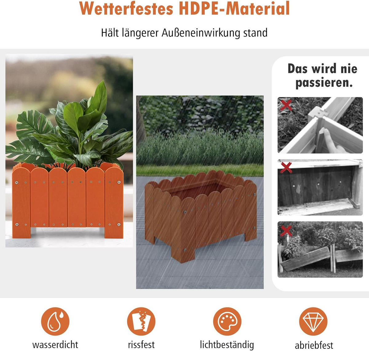 BLUMENKUBEL 2er-Set Orange - Orange, Kunststoff (30cm) - COSTWAY