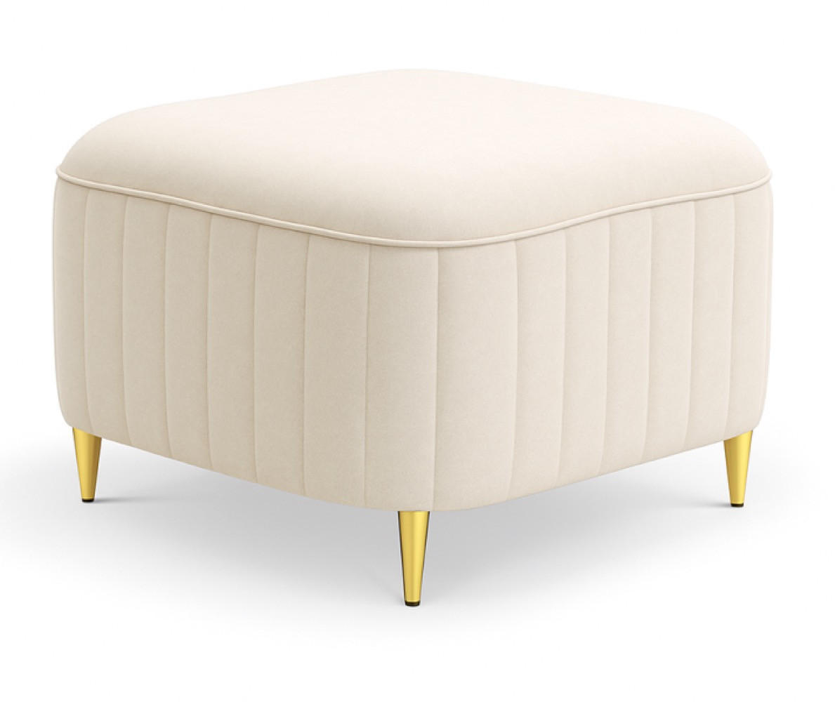 POUF Creme Loren Goldene Beine Stoff Castel Mit Metallgestell - Ecru, Textil (60/41/60cm) - Sepro Meble