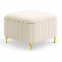 POUF Creme Loren Goldene Beine Stoff Castel - Ecru, Textil (60/41/60cm) - Sepro Meble