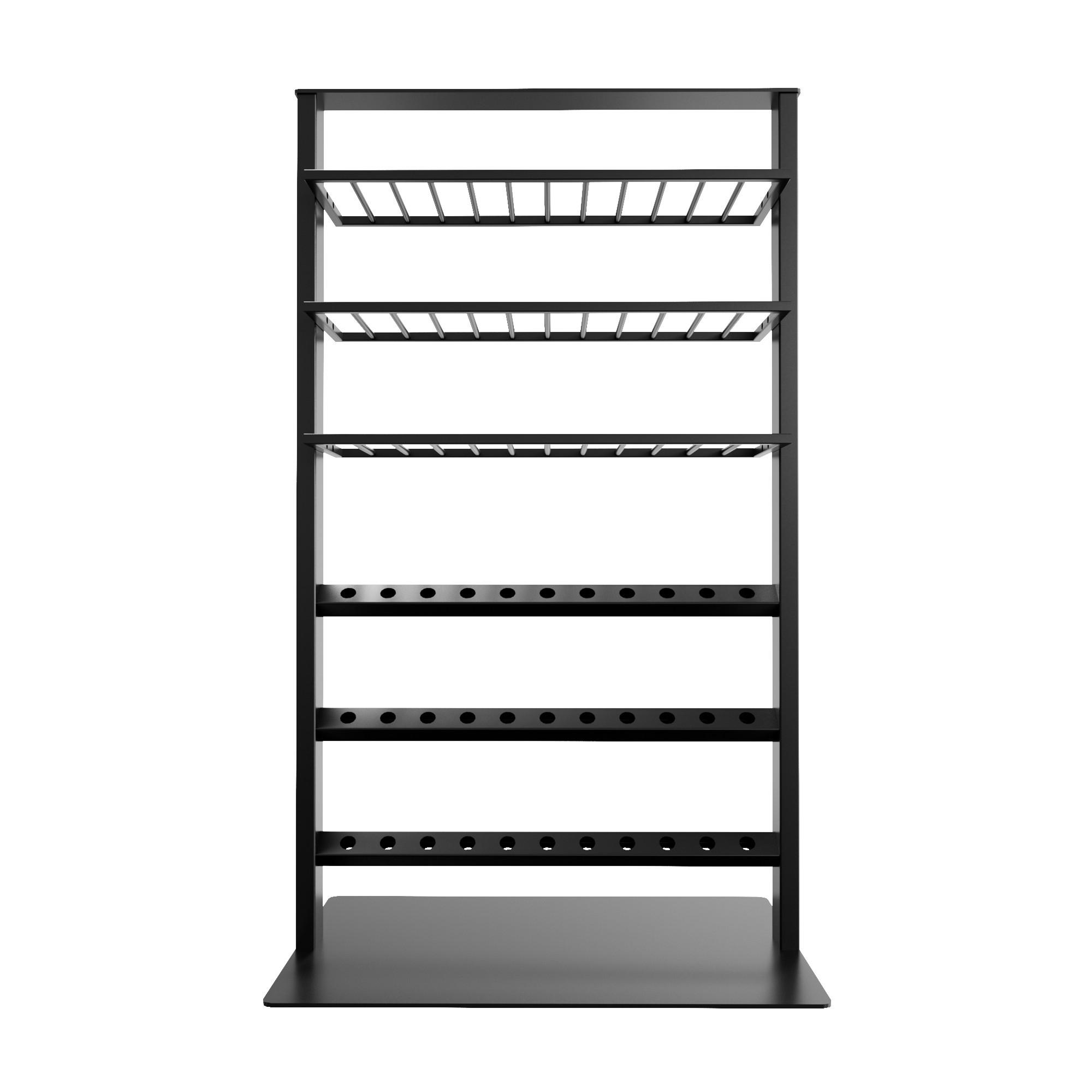 WEINREGAL Piemont Metall,Schwarz, Für 69 Weinflaschen 170/100/60cm - Schwarz, Metall (60/170/100cm) - Metalo Pro