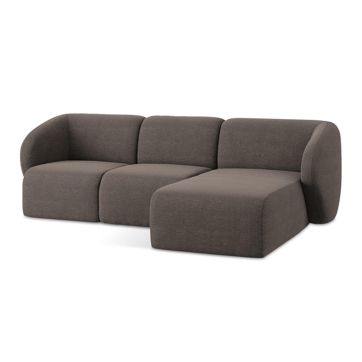 ECKSOFA Rechts Bouclé Stoff Braun - Schwarz/Mokka, Holzwerkstoff/Kunststoff (248/166cm) - LaMiaSofa