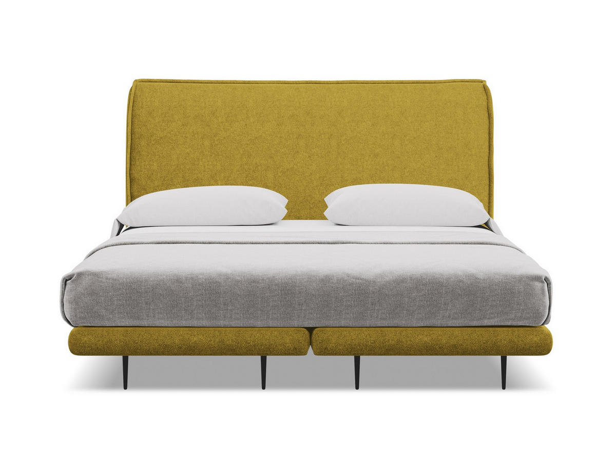 POLSTERBETT Doppelbett mit Matratze Bouclé Stoff Gelb - Currygelb/Gelb, Textil/Metall (140/200cm) - Makamii