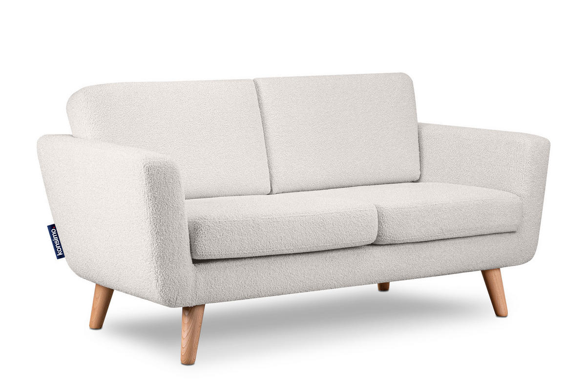 SOFA TAGIO mit Armlehnen, Weiß - Braun/Weiß, Buchenholz/Textil (153/80/84cm) - KONSIMO®
