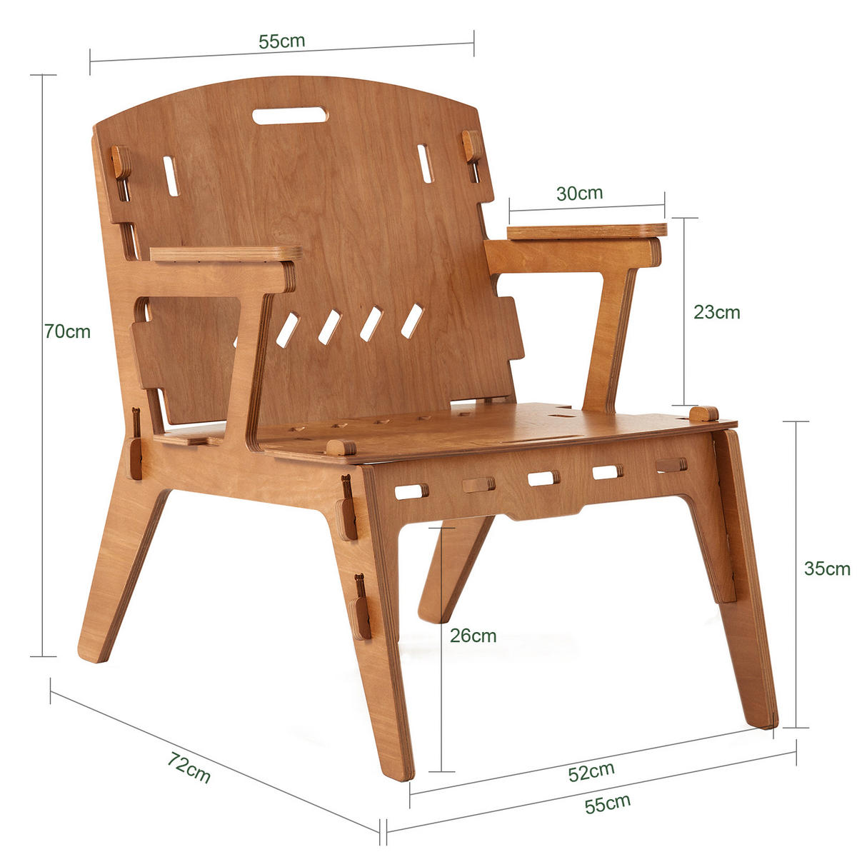 STUHL Braun - Braun, Holz (55/70/72cm) - SoBuy