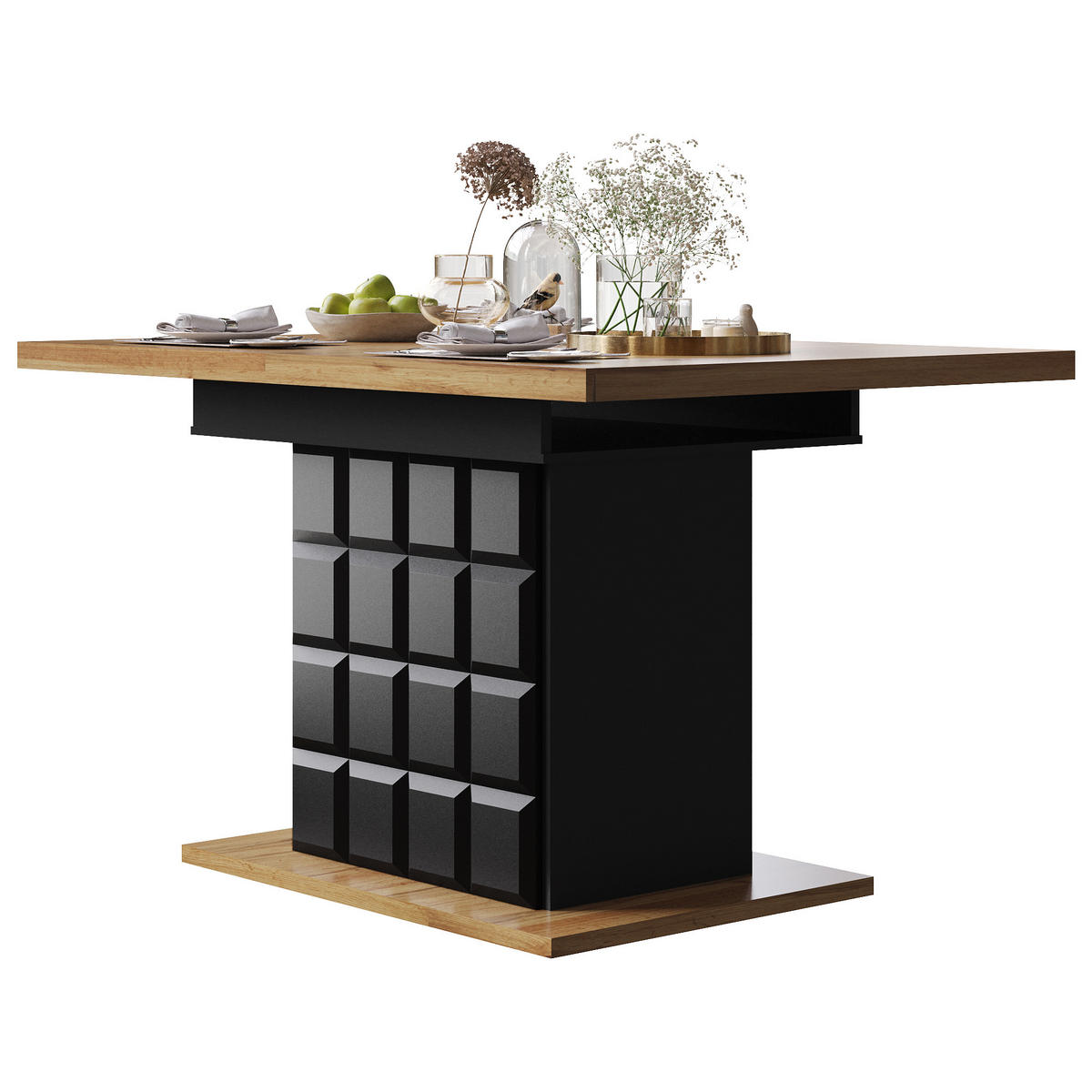 AUSZIEHTISCH Holzoptik 110-140/80/75 cm - Schwarz, Holz (80/110/75cm) - PANGIVO
