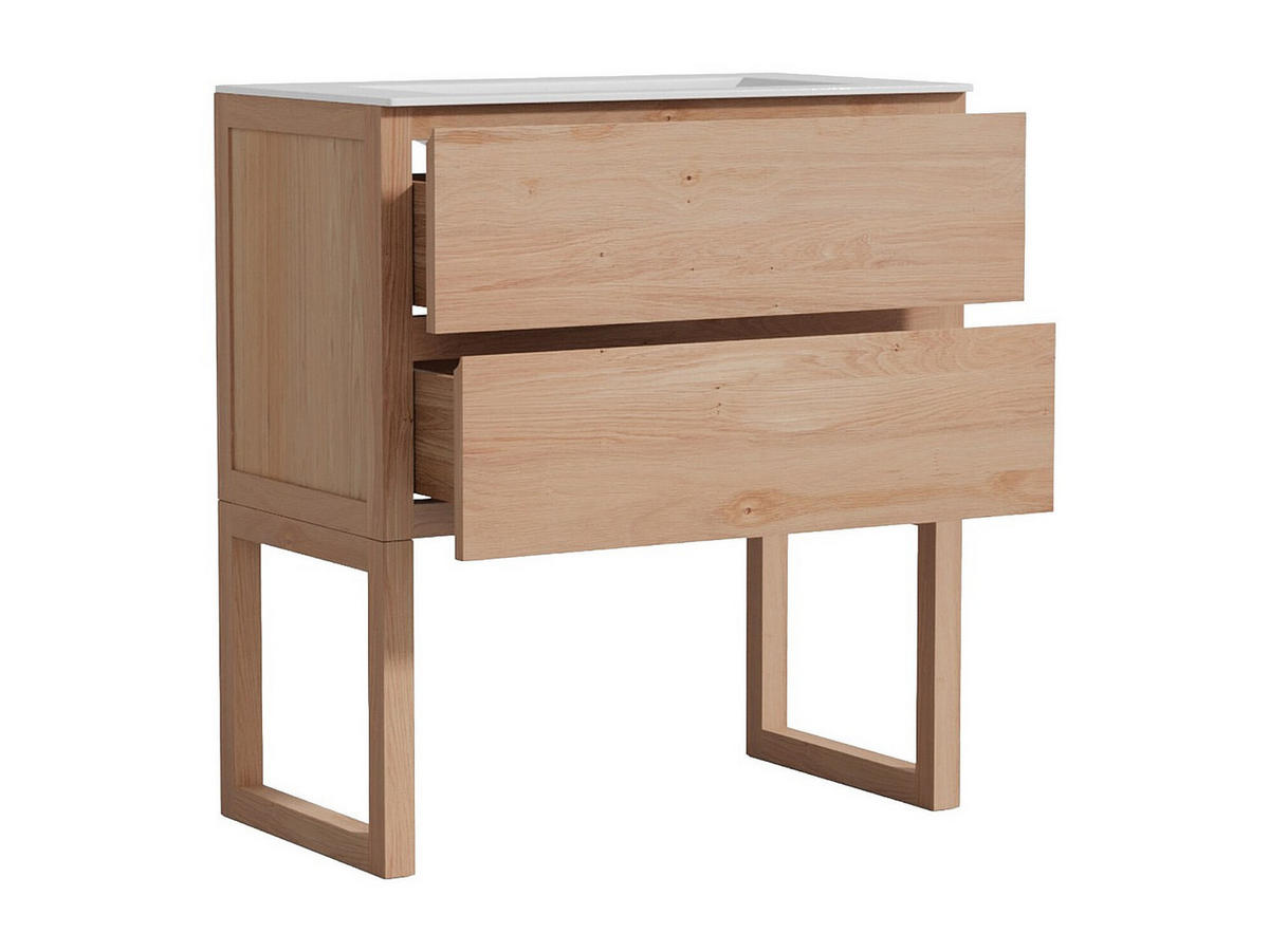EINZELWASCHTISCH - 80 cmcm x 45 cmcm - Holz, Platte - Naturfarben Hell - TARELO - Naturfarben, Holz (80/88/45cm) - Vente-Unique