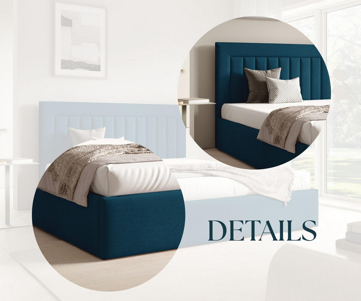 POLSTERBETT BEA I mit Bettkasten 180x200,Doppelbett mit Stauraum,Lattenrost,Boxspringbett-Optik,ohne Matratze Dunkelblau - Dunkelblau, Holz (180/200cm) - Furnistar