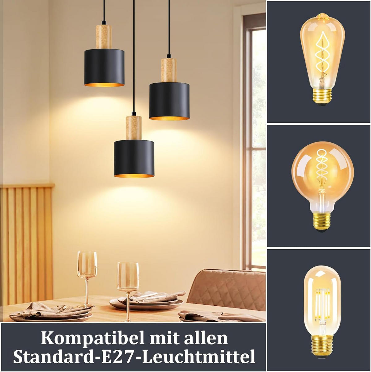 LED PENDELLEUCHTE COLEMAN Ⅲ 22/22/174 cm - Schwarz, Metall (22/22/174cm) - Nettlife