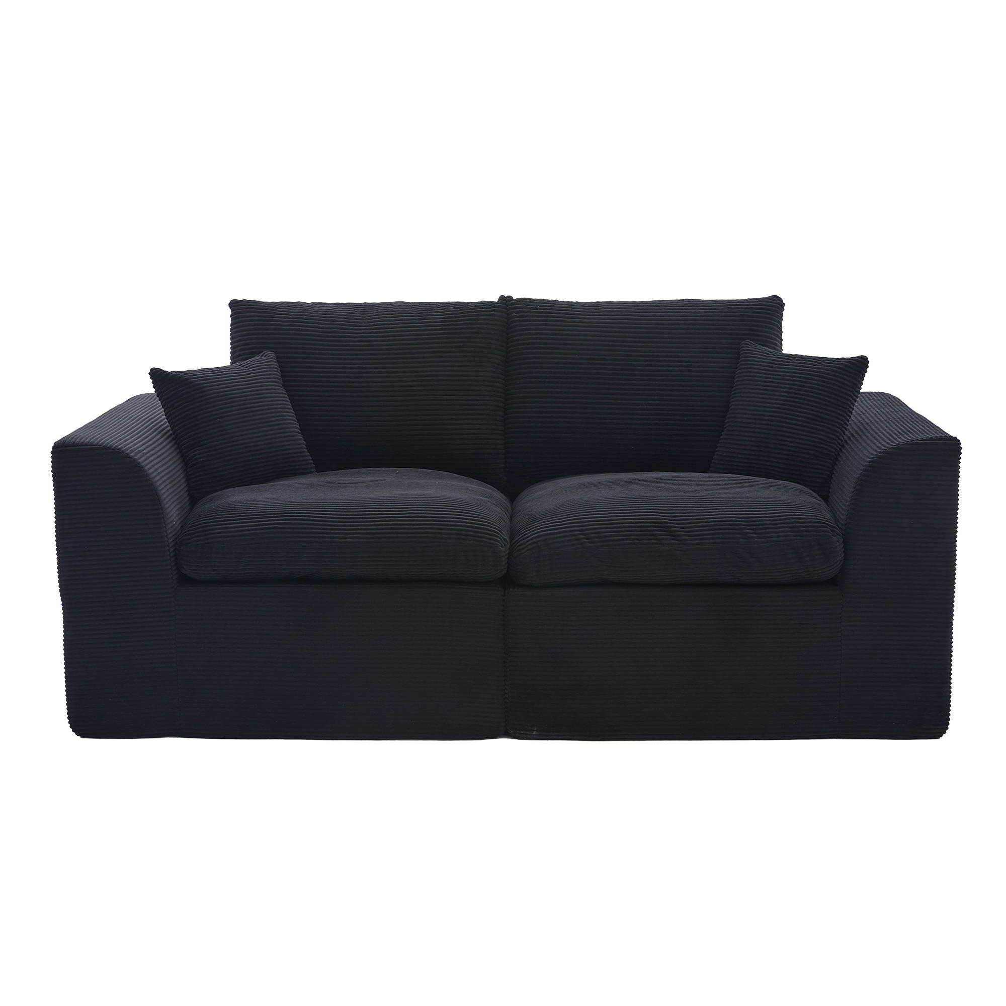 2-SITZER SOFA Cord Schwarz mit Kissen - Schwarz, Textil (204/84/102.5cm) - WISHDOR