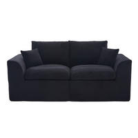 2-SITZER SOFA Cord Schwarz mit Kissen - Schwarz, Textil (204/84/102.5cm) - WISHDOR