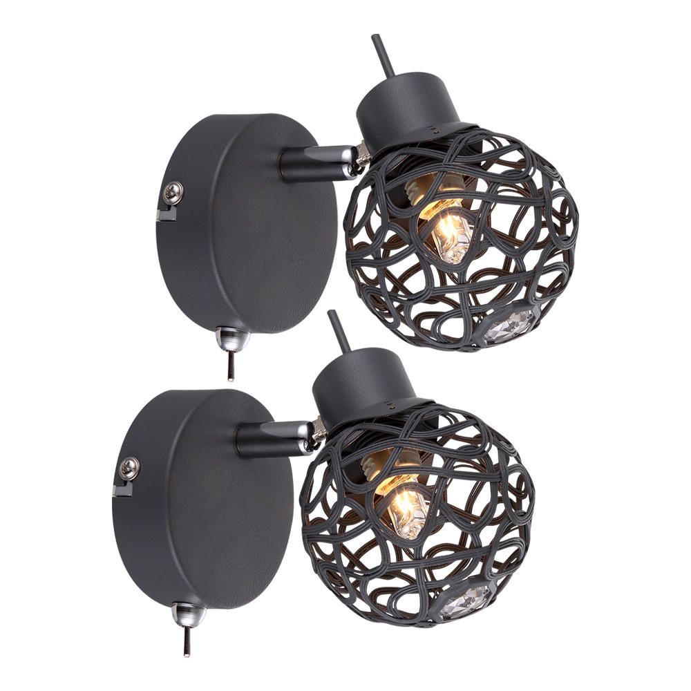 LED WANDLEUCHTE Metall Anthrazit MOSA 2er Set - Anthrazit, Metall (8/11.5/13cm)