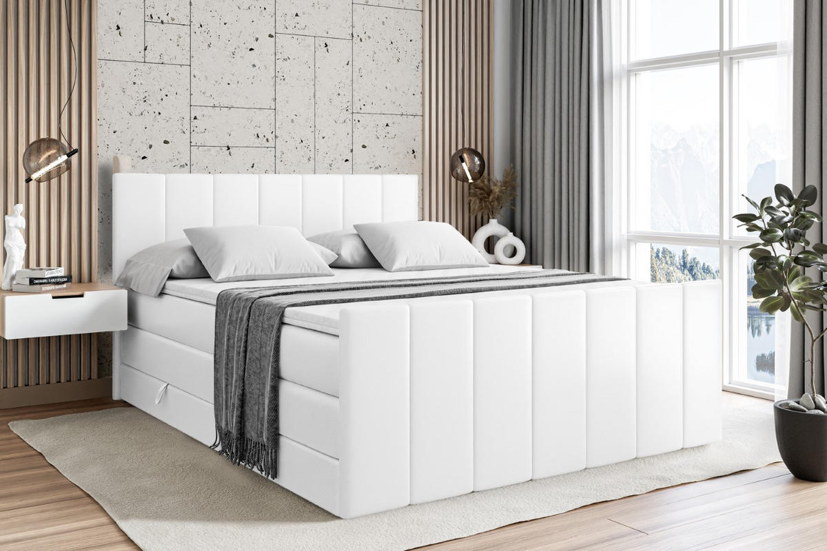 BOXSPRINGBETT MOETI-Z KING - 180x200 - H3/H4 - Weiß Hochglanz - Weiß Hochglanz, Holzwerkstoff (180/200cm) - ALTDECOR