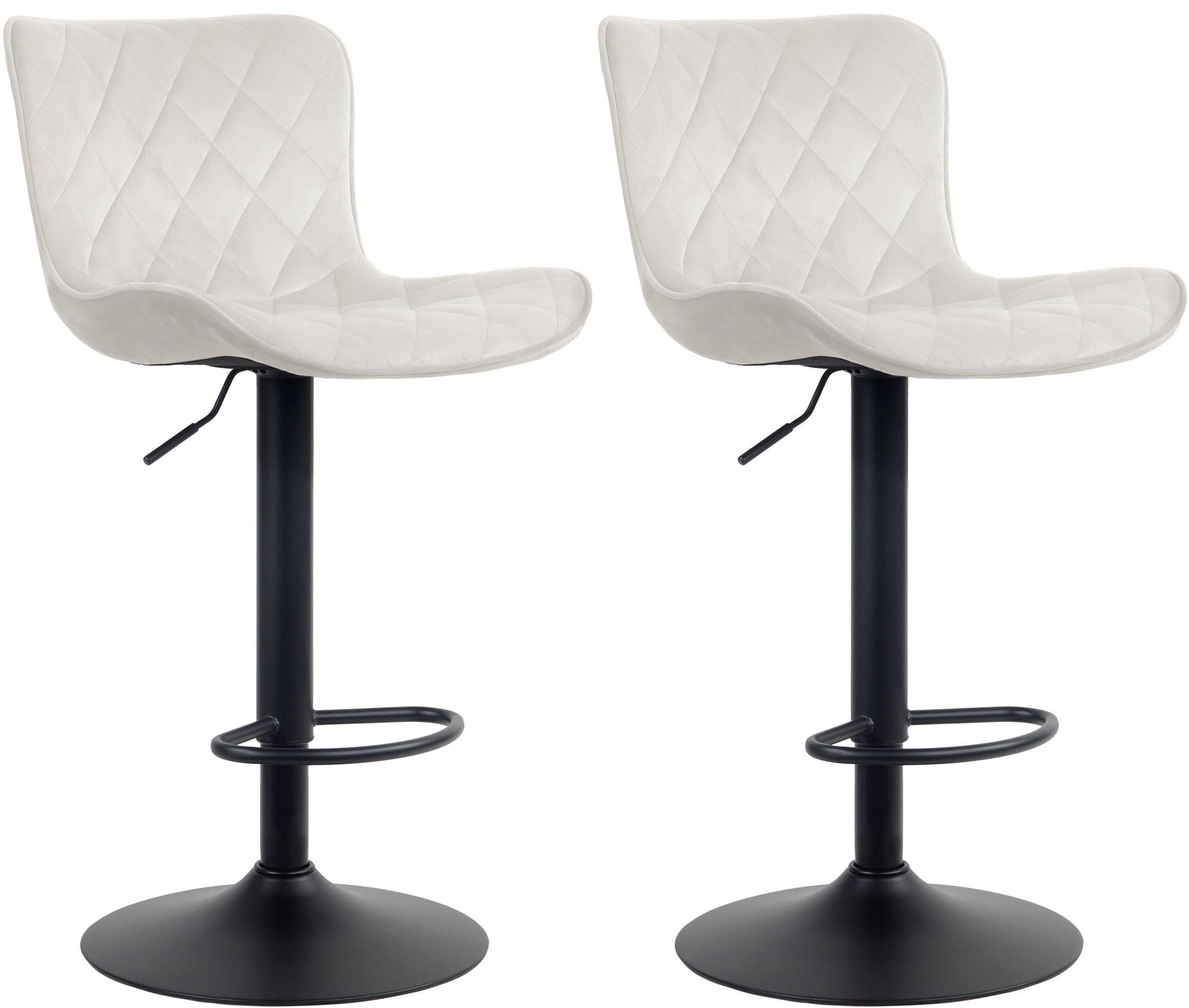 BARHOCKER 2er Set Samt creme - Creme/Schwarz, Textil/Metall (48/83/54cm) - CLP