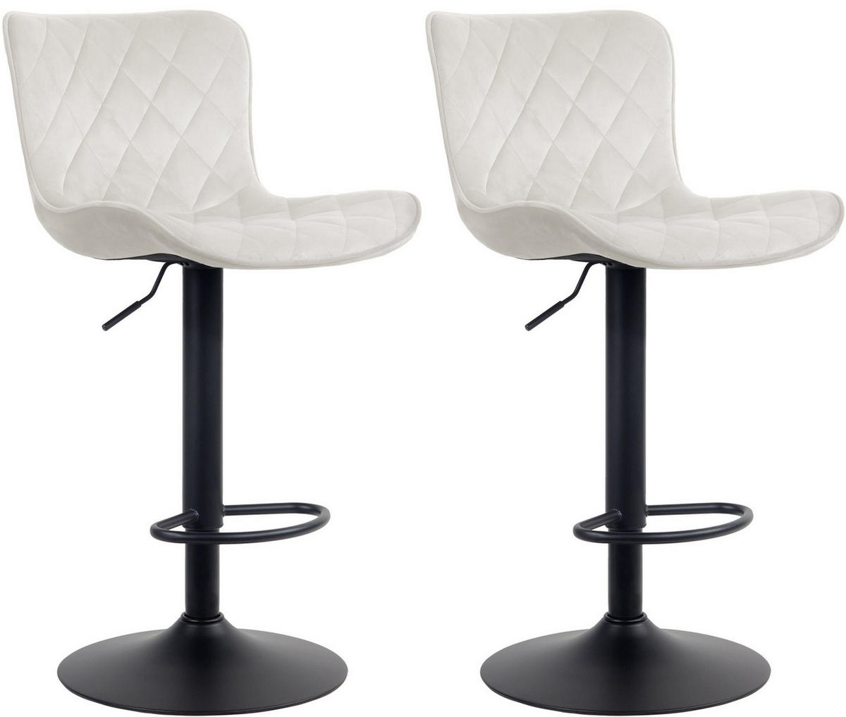 BARHOCKER 2er Set Samt creme - Creme/Schwarz, Textil/Metall (48/83/54cm) - CLP