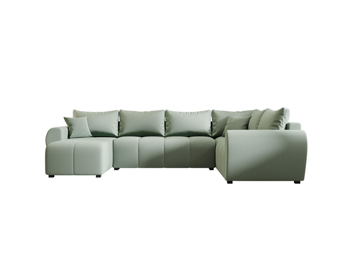 WOHNLANDSCHAFT MOLISA U PLUS Cosmic 16 Rechts mit Schlaffunktion - Hellgrün, Textil (303/82/208cm) - Bedante