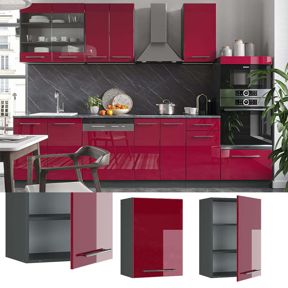 HÄNGESCHRANK Fame-Line Bordeaux Hochglanz 50 cm - Bordeaux/Anthrazit, Holzwerkstoff (50/72/34.1cm) - Vicco