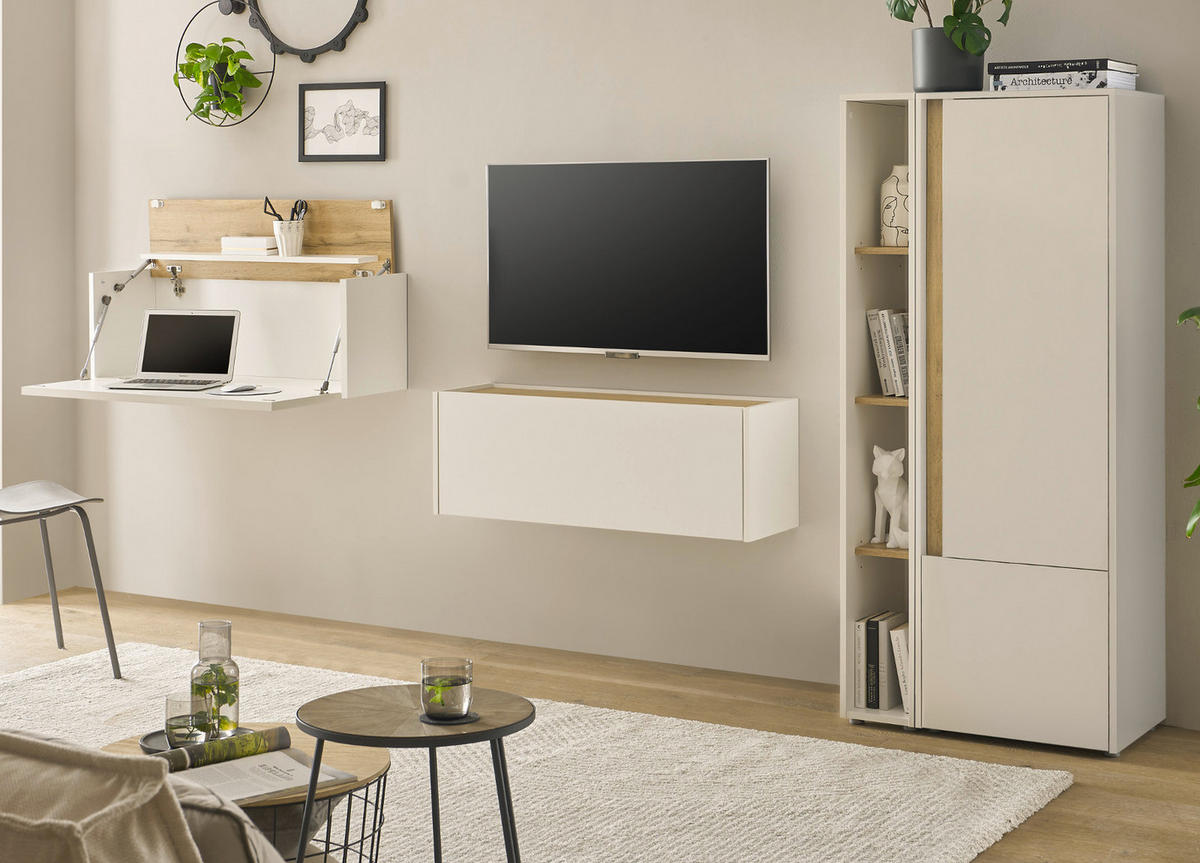 AKTENSCHRANK Weiß matt, Eiche Wotan 50 x 158 cm, Stauraumschrank mit 4 Ordnerhöhen - Eichefarben/Silberfarben, Holzwerkstoff/Kunststoff (50/158/40cm) - Furn.Design