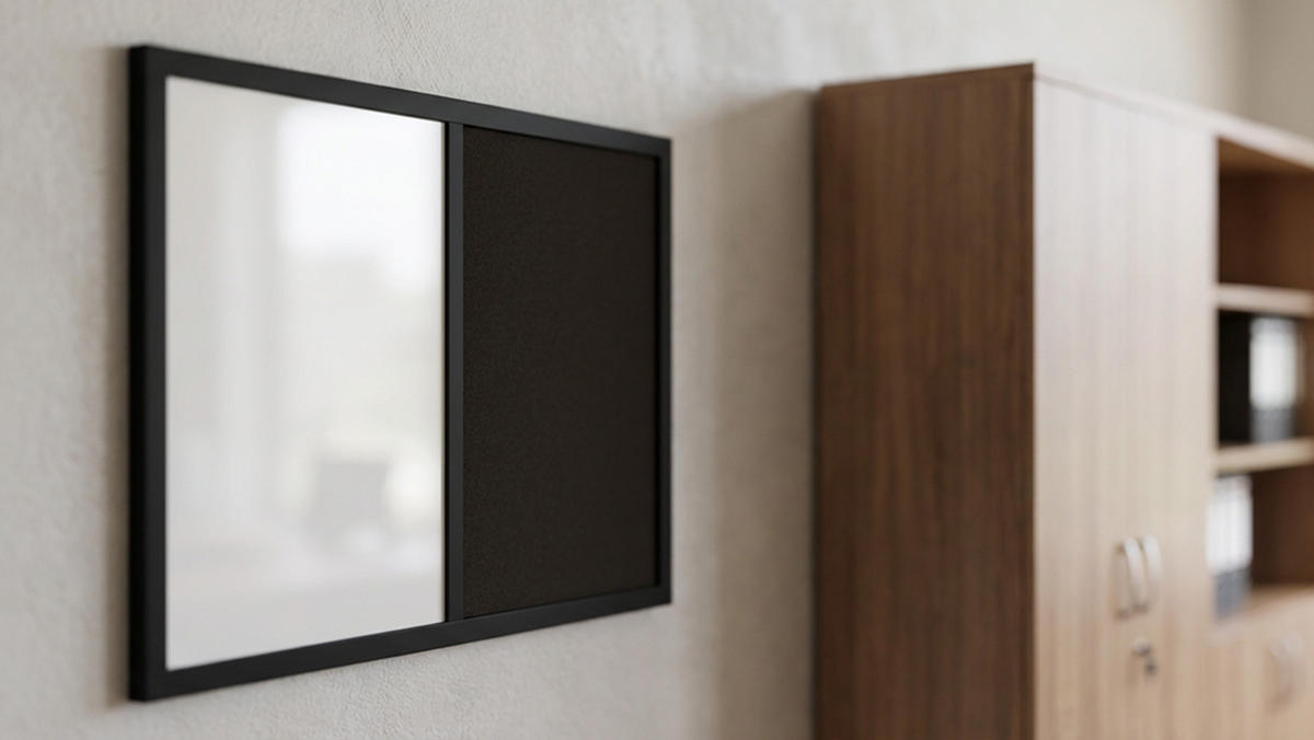 KOMBITAFEL 2 in 1 Whiteboard und Kork 60x40 mit schwarz lackietem Holzrahmen - Schwarz/Weiß, Holz (60/40/0.7cm) - ALLboards