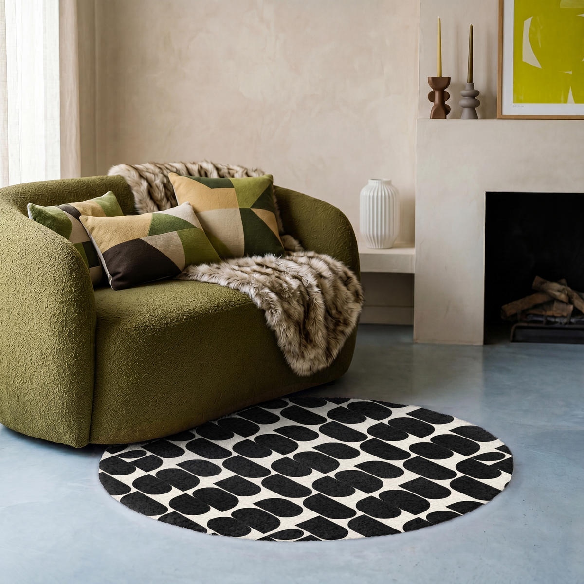 KOBERCE - Moderné - vzorované - čierne - 90x90 cm - čierna, textil/plast (90/0.4cm) - OnlyWow