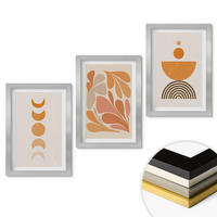 WANDBILDER 3er Set - 20x30 cm Silberner Rahmen - Abstrakte orange Formen - Silberfarben, Kunststoff (20/30cm) - ArtPrintCave