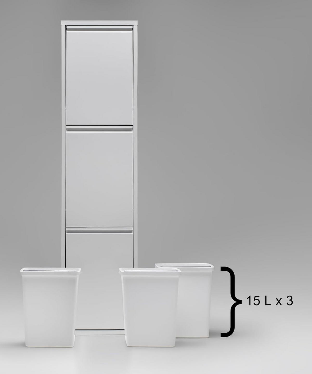MÜLLEIMER 3 Fach Weiß Mülltrennsystem aus Metall - Weiß, Metall (33/136/25cm) - Gowoll