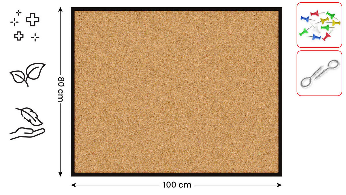PINNWAND mit schwarzem Naturholzrahmen 100x80cm - Braun, Holz (100/80/1.5cm) - ALLboards