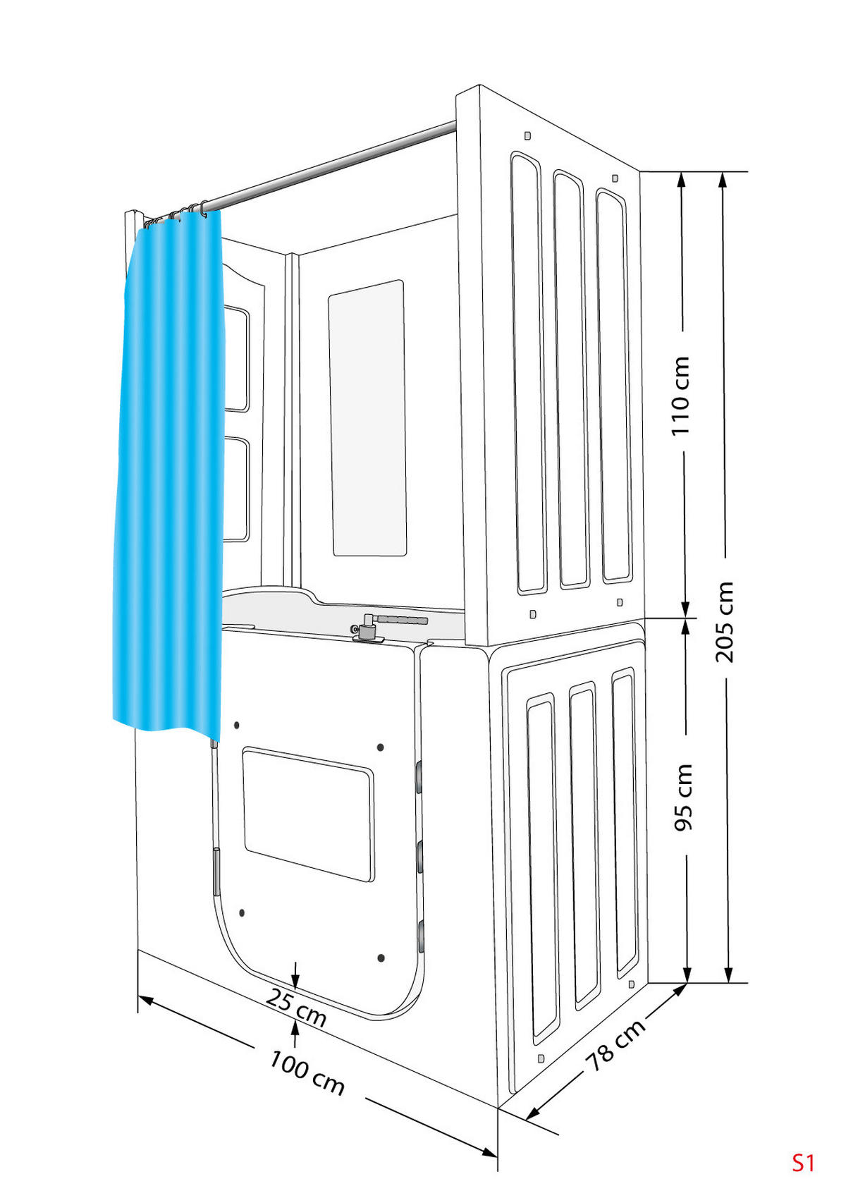 DUSCHE Whirlpool mit Tür S02D-WP-C-R - Weiß, Glas/Kunststoff (100/78/205cm) - AcquaVapore by Sandra Jentho