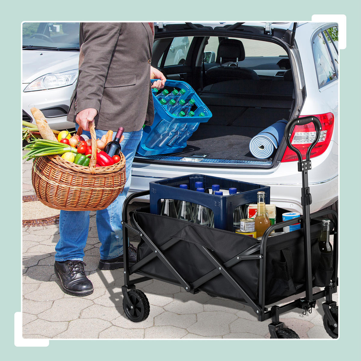 BOLLERWAGEN - Schwarz, Kunststoff/Textil (74/95/48cm) - Relaxdays