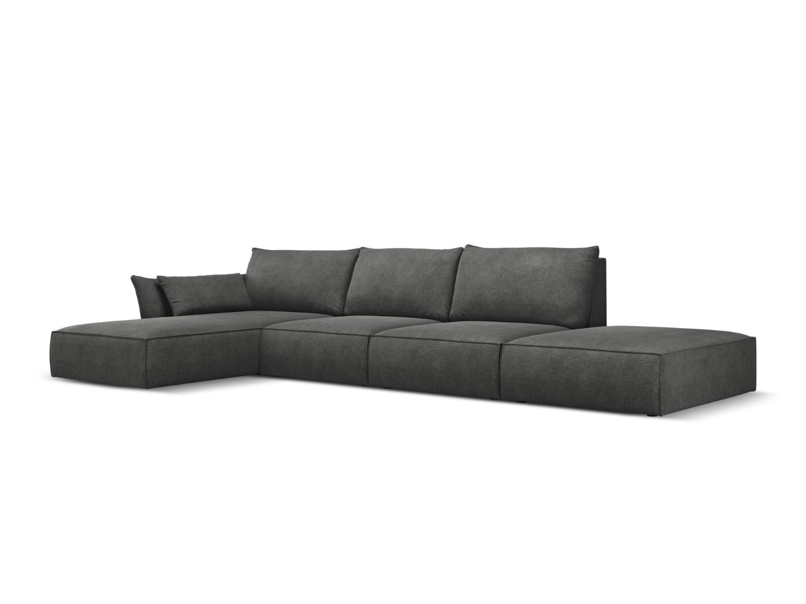 ECKSOFA links Kaelle aus Chenille-Stoff dunkelgrau 5 Sitzplätze - Dunkelgrau, Textil (171/364cm) - Micadoni