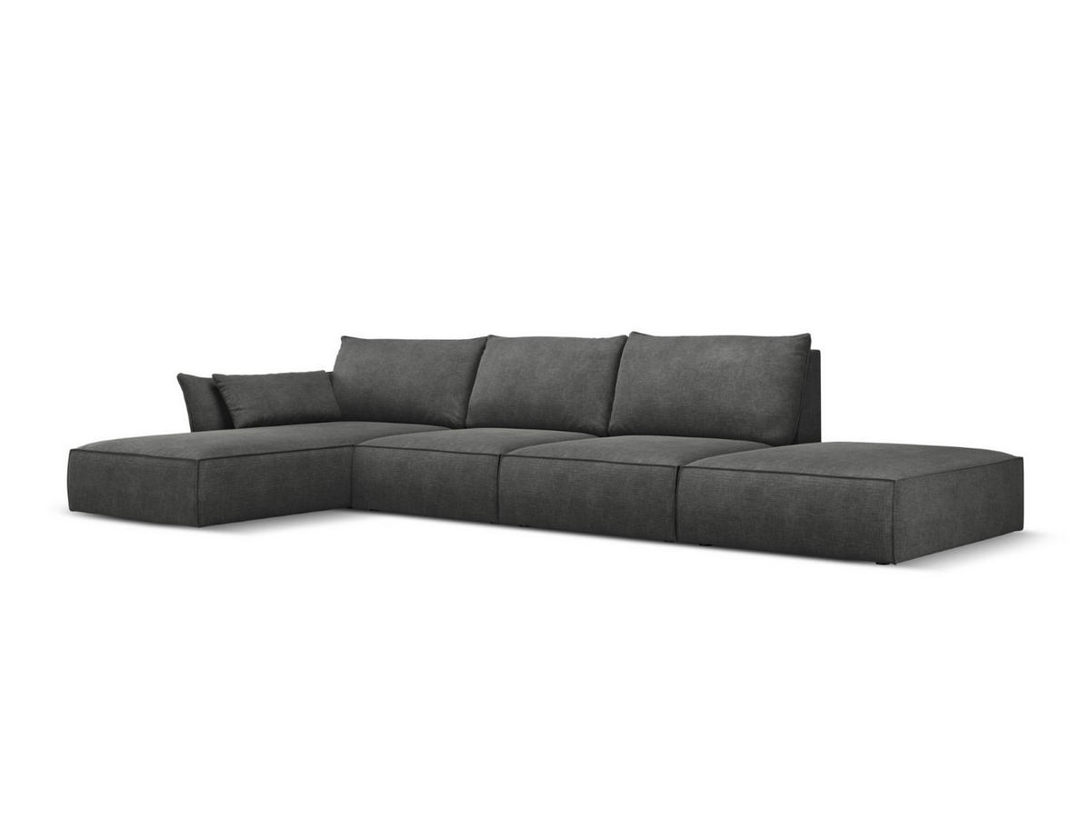 ECKSOFA links Kaelle aus Chenille-Stoff dunkelgrau 5 Sitzplätze - Dunkelgrau, Textil (171/364cm) - Micadoni