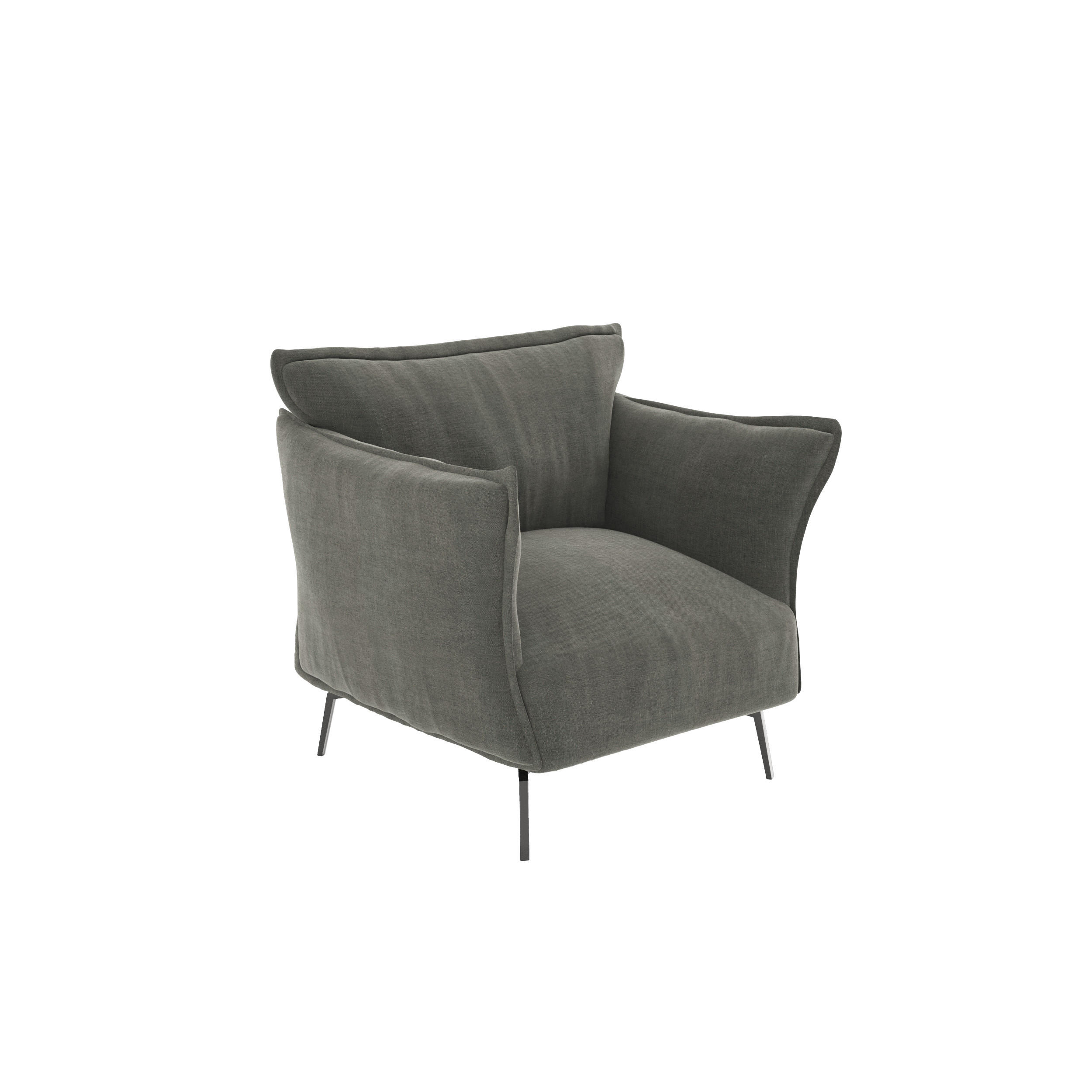 SESSEL Samt Graphitgrau 102cm - Graphitfarben/Grau, Textil (102/90/105cm) - Sia Home