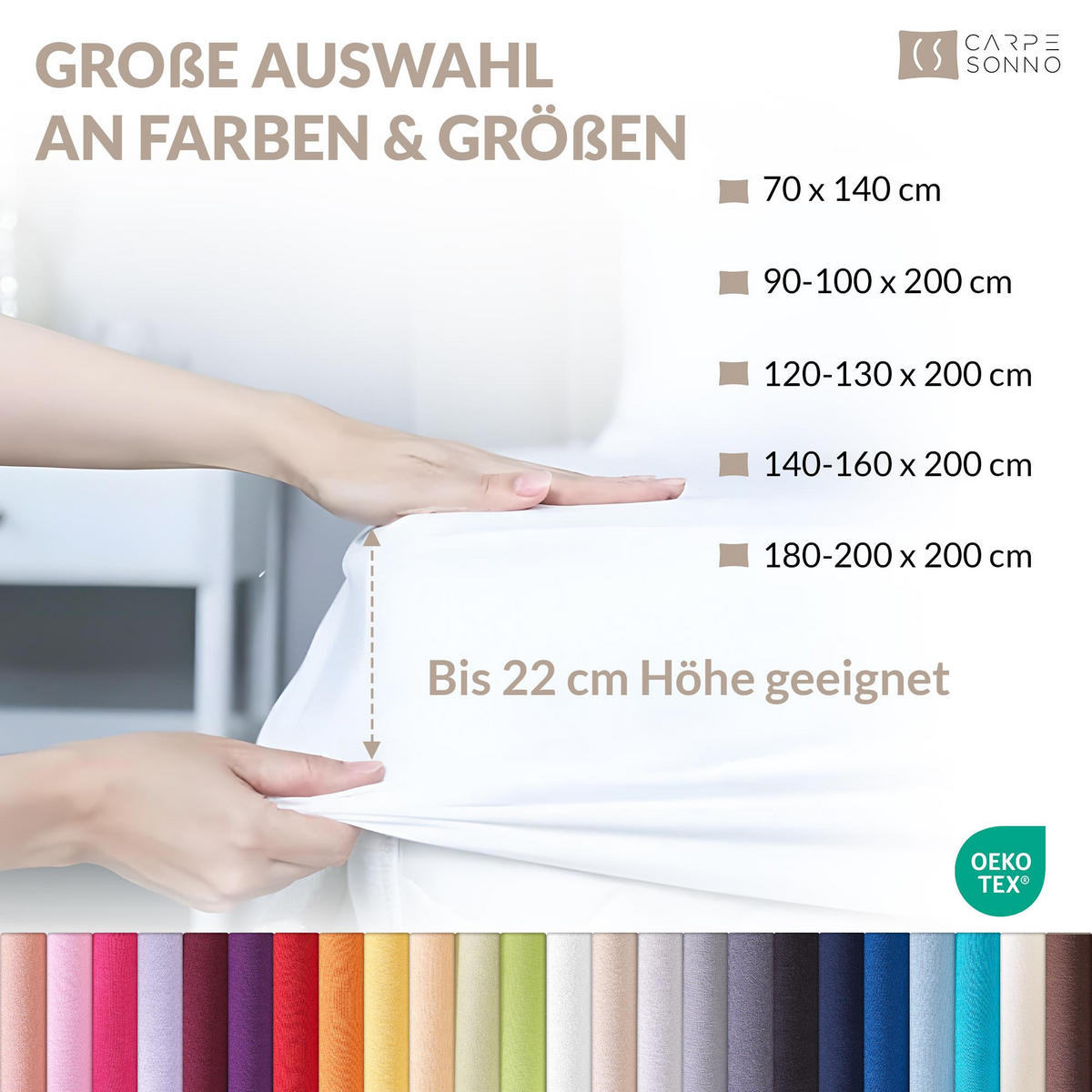JERSEY-SPANNBETTLAKEN 140x200 cm aus 100% Baumwolle, Bettlaken Nougat Braun Uni - Hellbraun, Textil (140/200cm) - Carpe Sonno