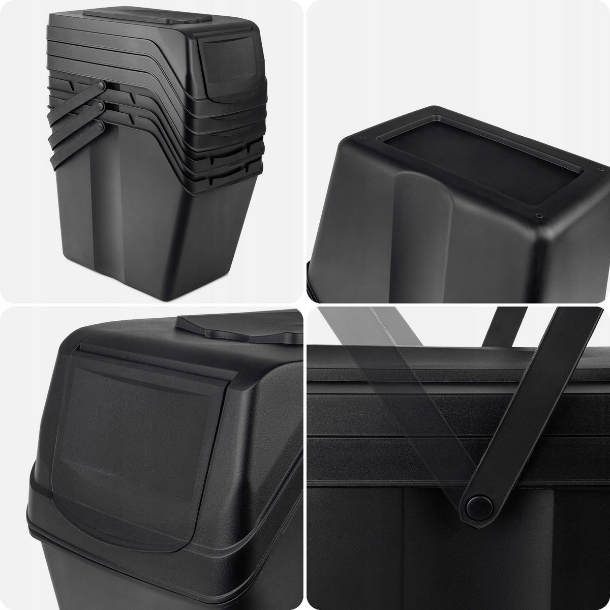 ABFALLBEHÄLTER 3x25 L, Schwarz - Schwarz, Kunststoff (22/38cm) - KADAX